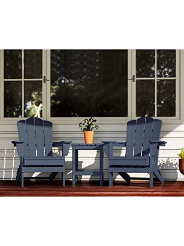 KINGYES Folding Adirondack Chair, Relaxing Stackable|Arm Rest|Ergonomic HDPE All-Weather Adirondack Chair, Navy - CookCave