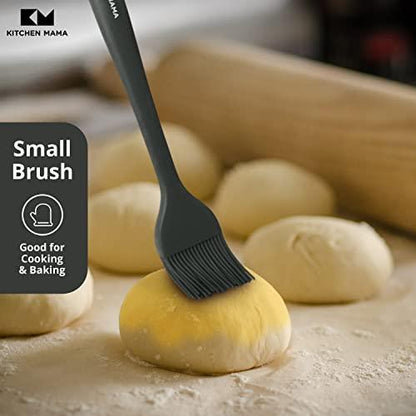 Kitchen Mama Silicone Basting Pastry Brush Gift: Set of 2 Heat Resistant Basting Brushes for Baking, Grilling, Cooking and Spreading Oil, Butter, BBQ Sauce, or Marinade. Dishwasher Safe (Metal Grey) - CookCave