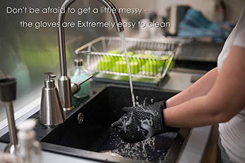 KITCHEN PERFECTION Silicone Smoker Oven Gloves -Extreme Heat Resistant BBQ Gloves -Handle Hot Food Right on Your Smoker Grill Fryer Pit|Waterproof Oven Mitts Grill Gloves |Superior Value Set+3 Bonuses - CookCave