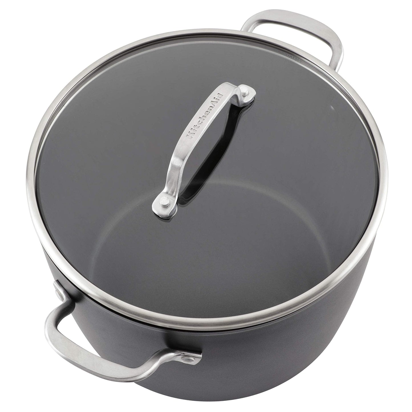 KitchenAid Hard Anodized Induction Nonstick Stock Pot/Stockpot with Lid, 8 Quart, Matte Black - CookCave
