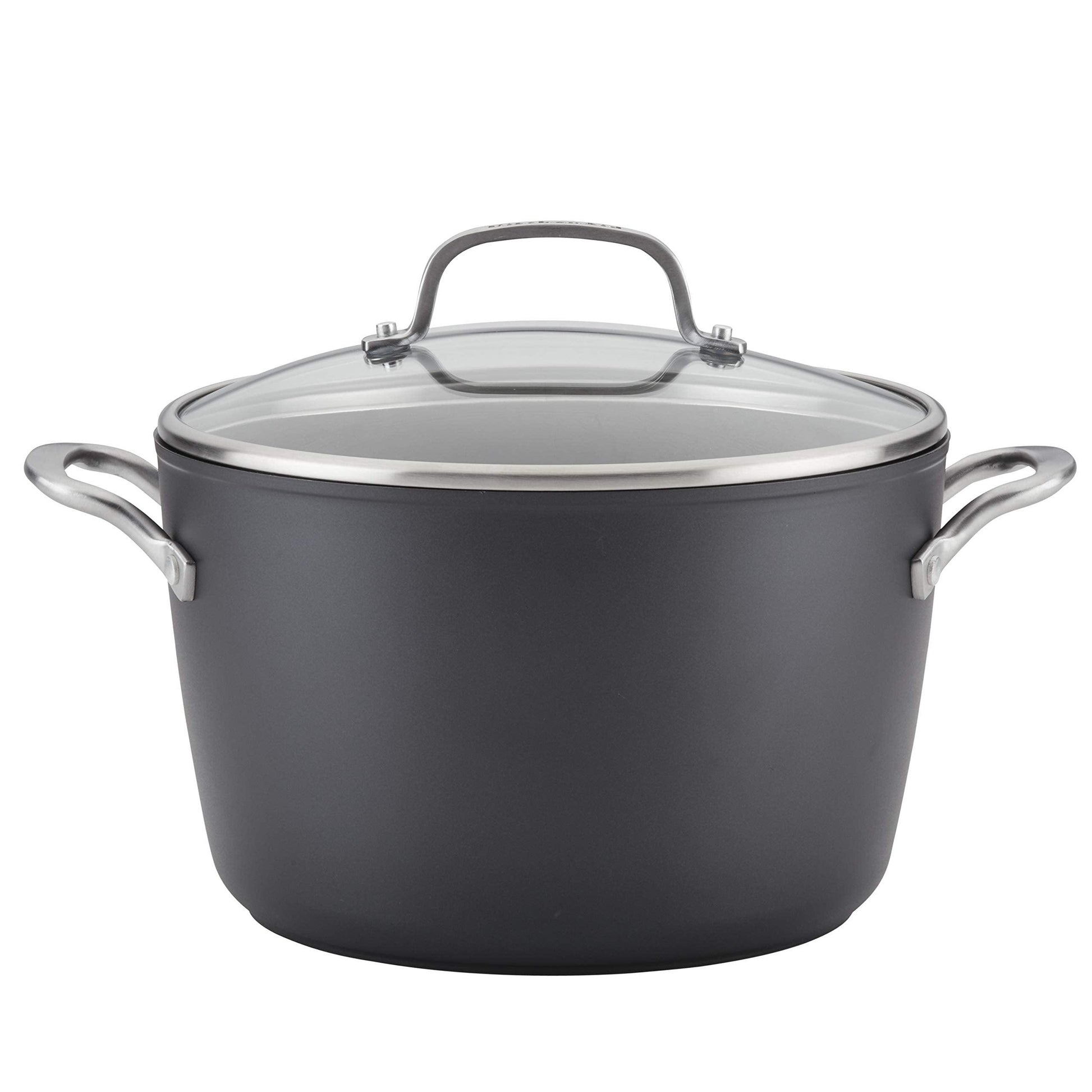 KitchenAid Hard Anodized Induction Nonstick Stock Pot/Stockpot with Lid, 8 Quart, Matte Black - CookCave