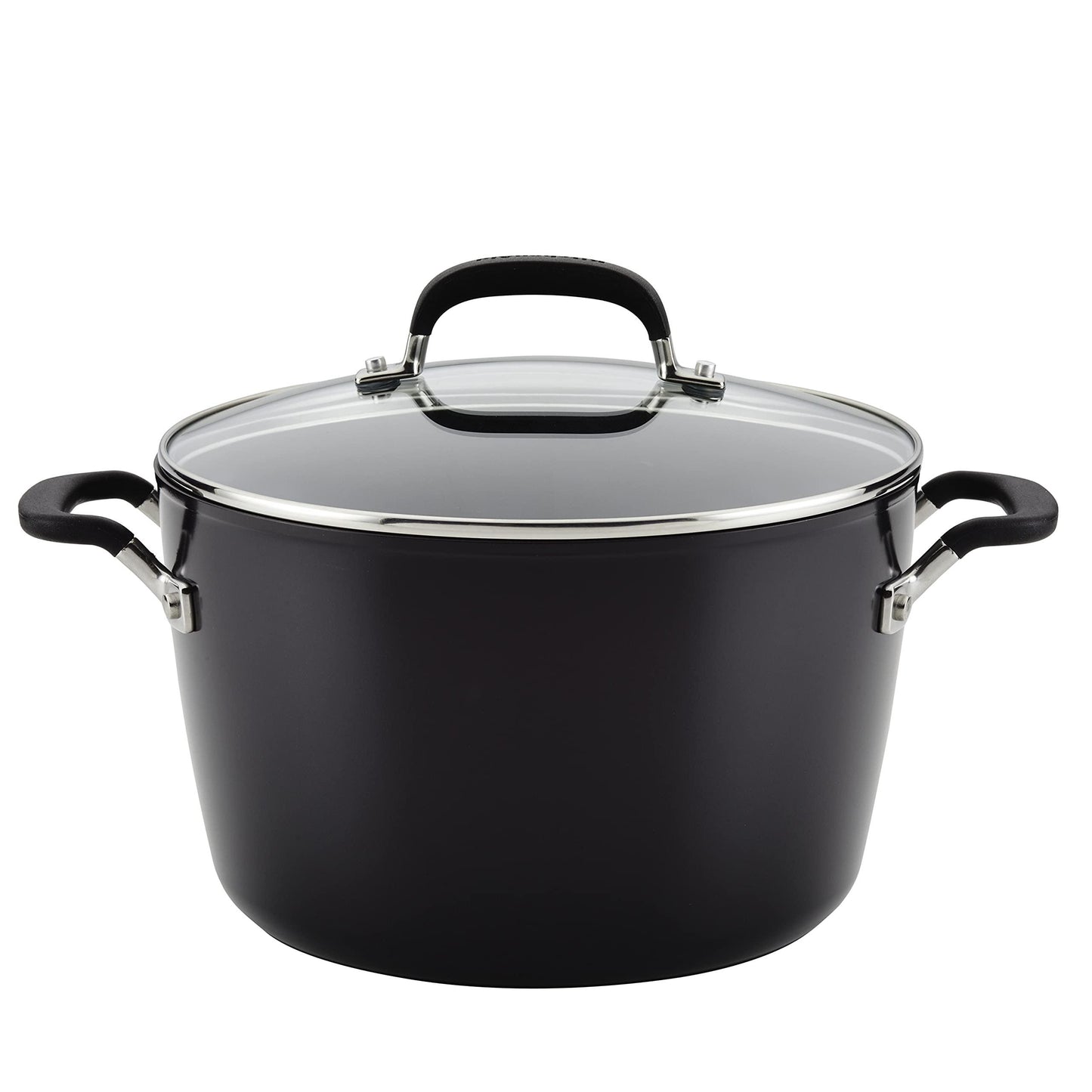 KitchenAid Hard Anodized Nonstick Stockpot with Lid, 8 Quart, Onyx Black - CookCave