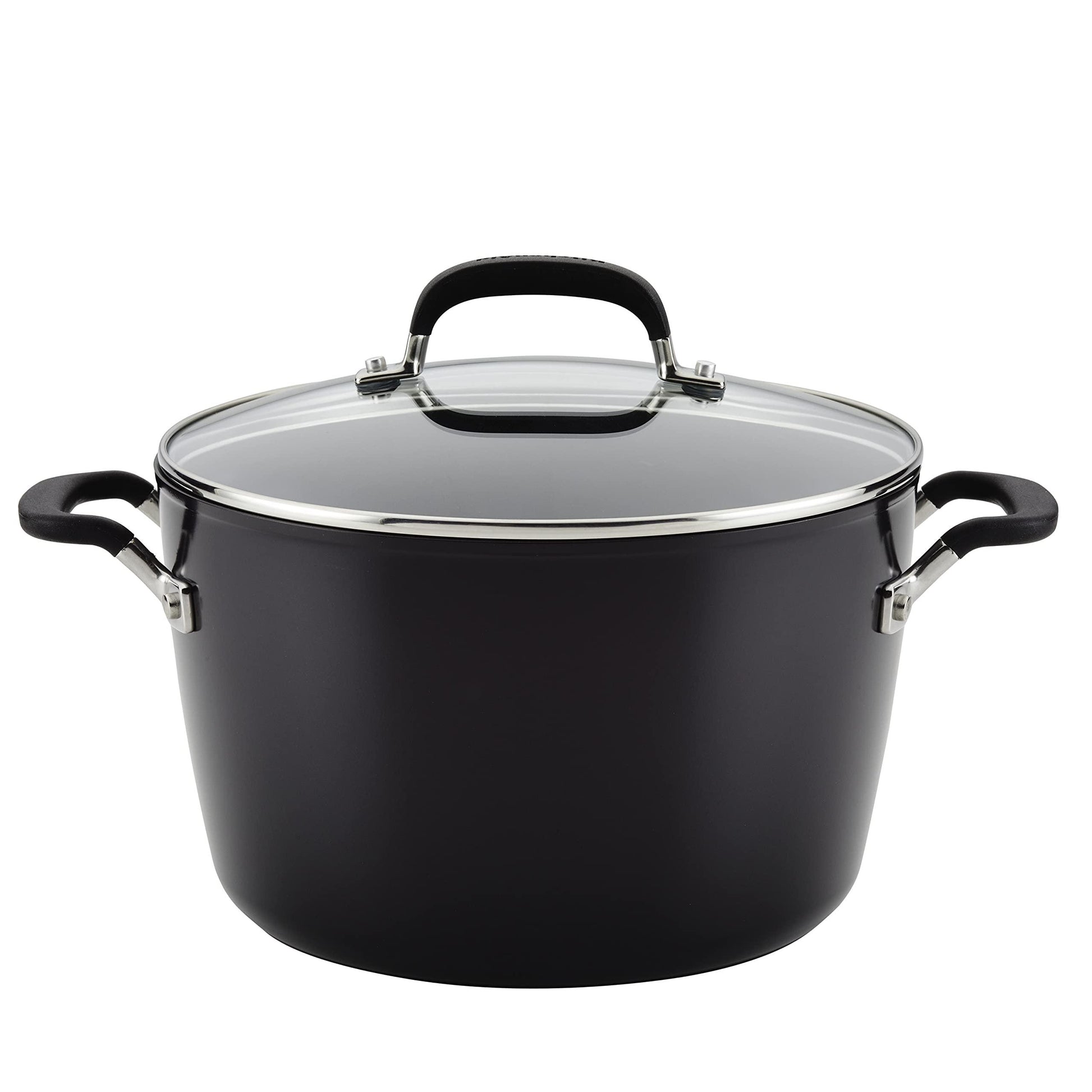 KitchenAid Hard Anodized Nonstick Stockpot with Lid, 8 Quart, Onyx Black - CookCave