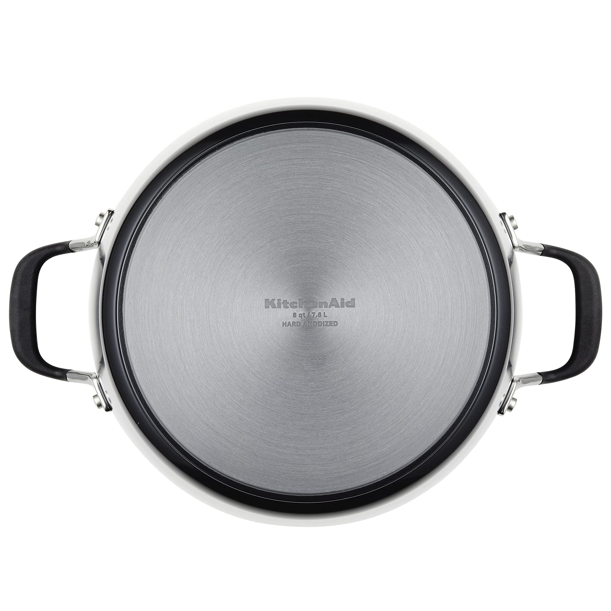 KitchenAid Hard Anodized Nonstick Stockpot with Lid, 8 Quart, Onyx Black - CookCave