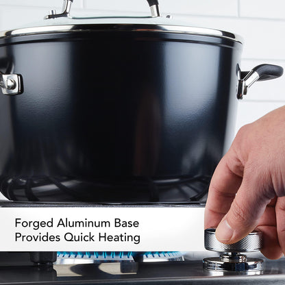 KitchenAid Hard Anodized Nonstick Stockpot with Lid, 8 Quart, Onyx Black - CookCave