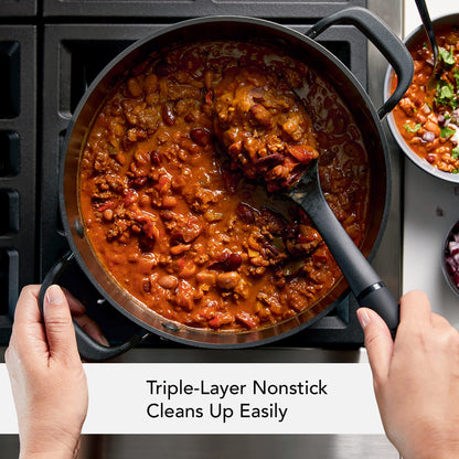 KitchenAid Hard Anodized Nonstick Stockpot with Lid, 8 Quart, Onyx Black - CookCave