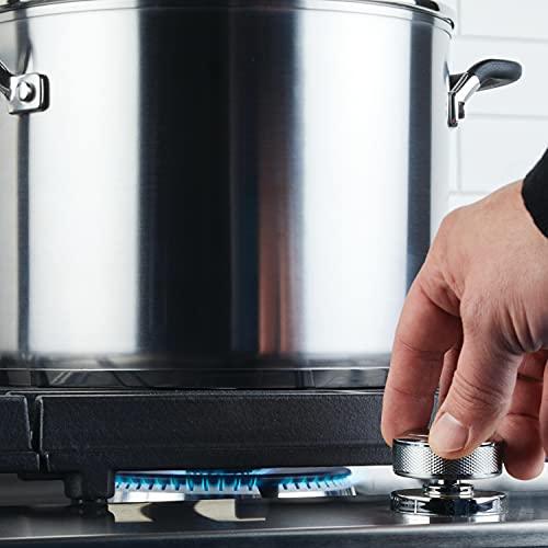 KitchenAid Stainless Steel Stockpot with Measuring Marks and Lid, 8 Quart, Brushed Stainless Steel - CookCave