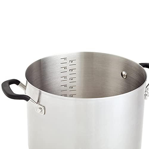 KitchenAid Stainless Steel Stockpot with Measuring Marks and Lid, 8 Quart, Brushed Stainless Steel - CookCave