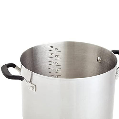 KitchenAid Stainless Steel Stockpot with Measuring Marks and Lid, 8 Quart, Brushed Stainless Steel - CookCave