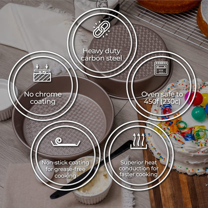 KITCHENATICS Nonstick Bakeware Set, Heavy Duty Professional Kitchen Baking Pan Set Cookie Sheet Set, Cooking Baking Set, Baking Pans, Carbon Steel Bakeware Set, Oven Pan Set - Champagne Gold 12-PC - CookCave