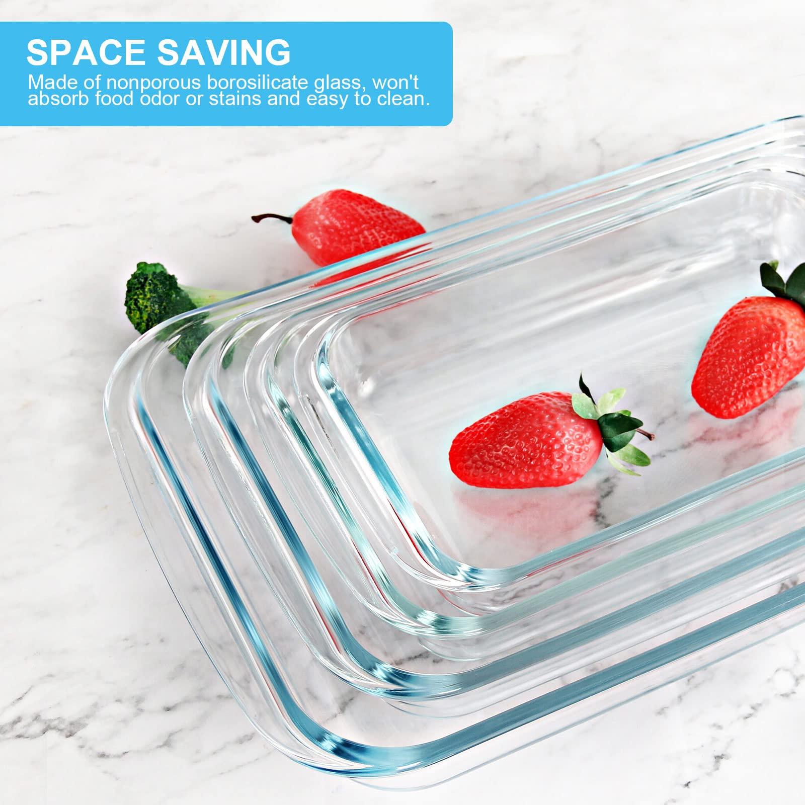 KOMUEE 8 Pieces Glass Baking Dish with Lids Rectangular Glass Baking Pan Bakeware Set with BPA Free Lids, Baking Pans for Lasagna, Leftovers, Cooking, Kitchen, Fridge-to-Oven, Gray - CookCave