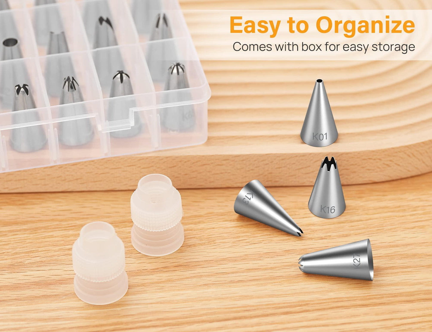 Kootek 32-Piece Piping Bags and Tips Set with 24 Icing Piping Tips, 2 Reusable Pastry Bags 12 Inch, Reusable Piping Icing Bags and Tips, Cake Decorating Kit for Frosting Cookie, Cupcake - CookCave