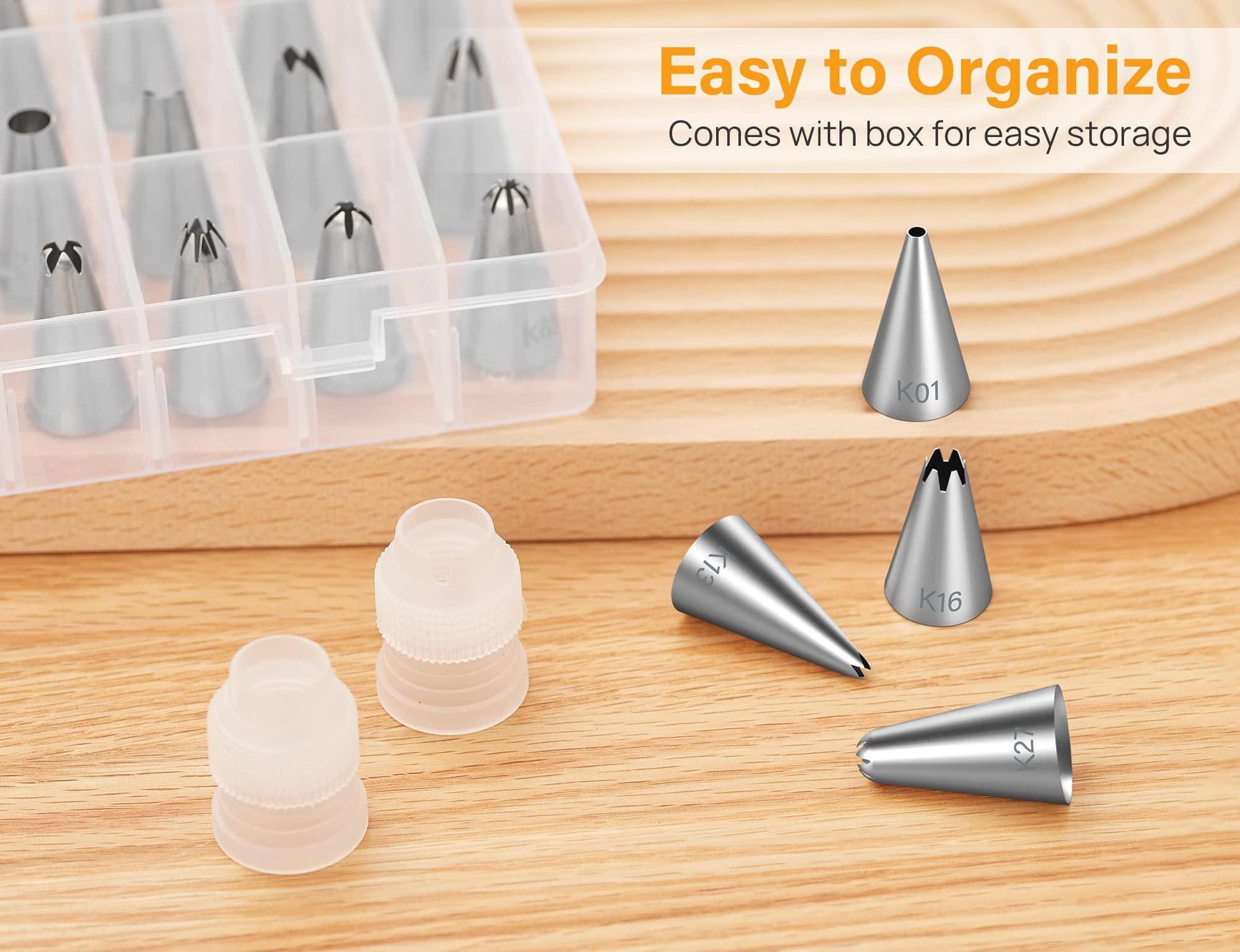 Kootek 32-Piece Piping Bags and Tips Set with 24 Icing Piping Tips, 2 Reusable Pastry Bags 12 Inch, Reusable Piping Icing Bags and Tips, Cake Decorating Kit for Frosting Cookie, Cupcake - CookCave