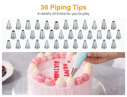 Kootek 42pcs Piping Bags and Tips Set, Cake Decorating Supplies Kits for Baking with 36 Numbered Frosting Icing Tips, 2 Reusable Pastry Bags, Easy Carry Storage Box and Other Baking Tools - CookCave
