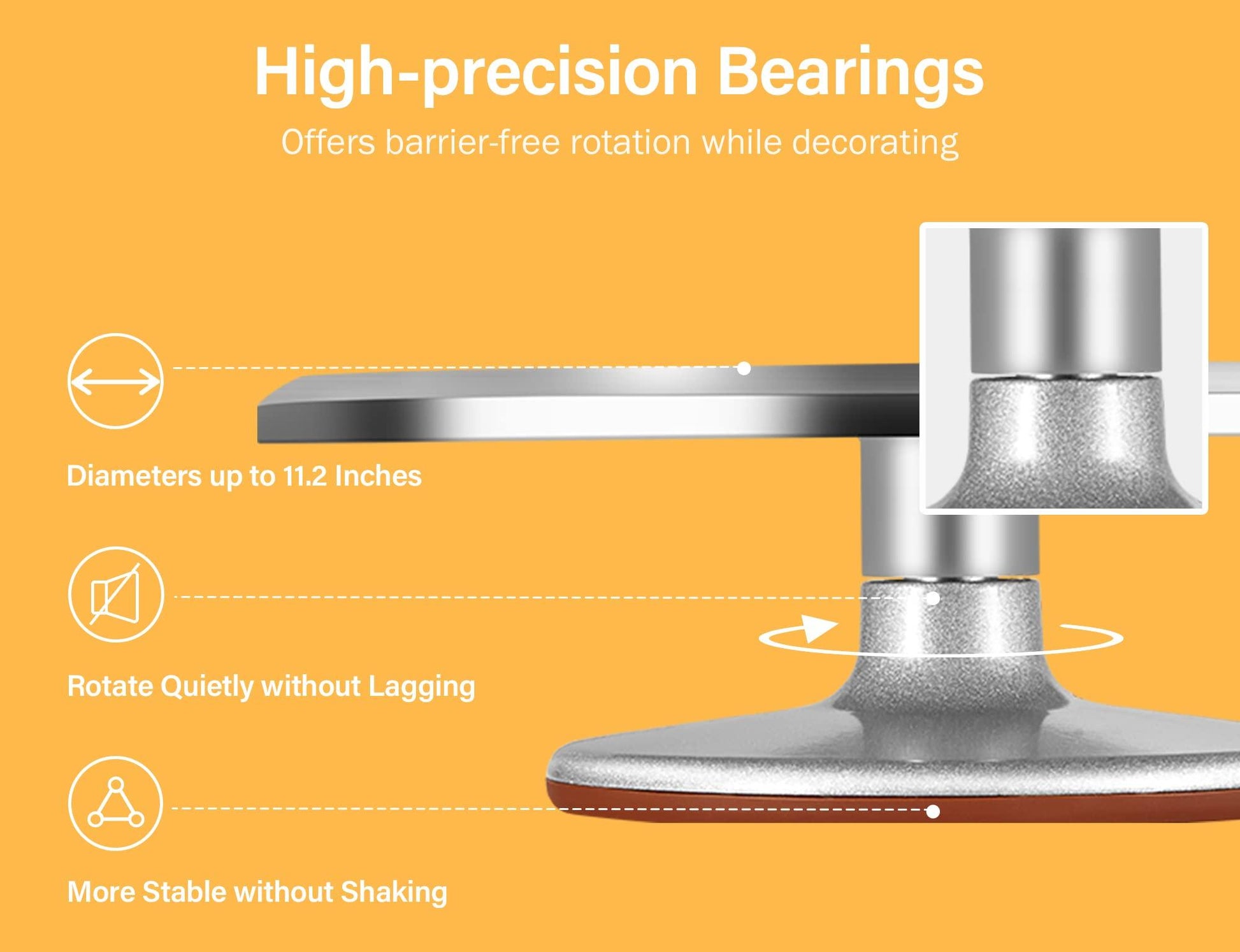Kootek Aluminium Alloy Revolving Stand 12" Cakes Turntable with 12.7" Angled Frosting, 3 Comb Icing Smoother, Silicone Spatulas Pie Server/Cutter Baking Decorating Tools - CookCave