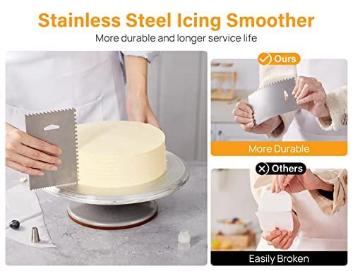 Kootek Aluminium Cake Turntable, 12 Inch Rotating Cake Stand, 35 pcs Cake Decorating Kit Supplies with 24 Numbered Icing Piping Tips, 2 Frosting Spatula, Pastry Bags and Other Baking Tools - CookCave