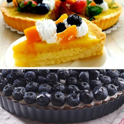 KUAYB 10 Inch Tart Pan Removable Bottom Non-stick Quiche Pans Reusable Fluted Edges Pie Pan for Baking Tartlets, Mousse Cakes, Muffins - CookCave