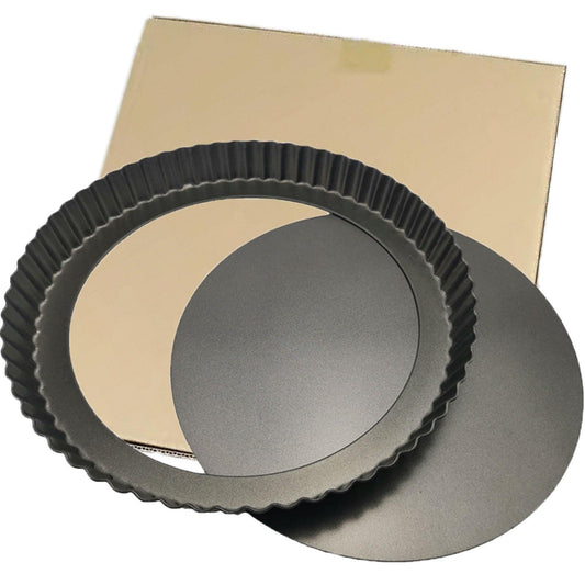 KUAYB 10 Inch Tart Pan Removable Bottom Non-stick Quiche Pans Reusable Fluted Edges Pie Pan for Baking Tartlets, Mousse Cakes, Muffins - CookCave
