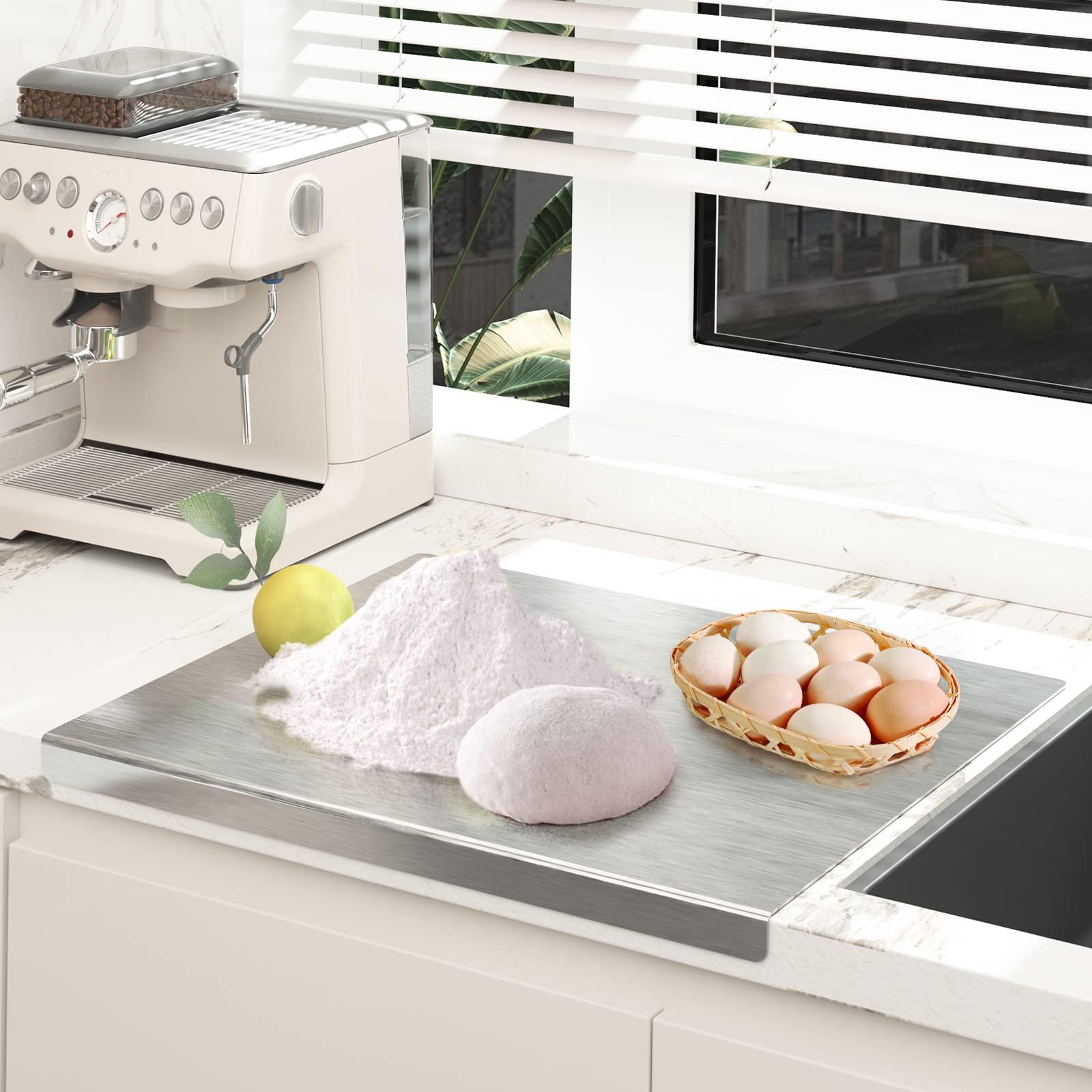 Large Stainless Steel Cutting Board, Heavy Duty 304 Chopping Cutting Board Kneading Board Noodle Boards Kitchen Pastry Board for Kneading Rolling Bread Pizza Biscuits Dough, Meat, Vegetables - 19.68" - CookCave