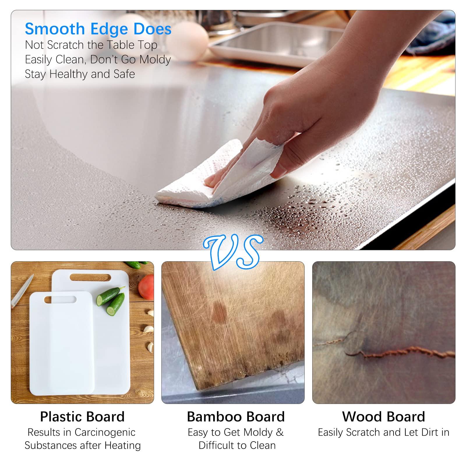 Large Stainless Steel Cutting Board, Heavy Duty 304 Chopping Cutting Board Kneading Board Noodle Boards Kitchen Pastry Board for Kneading Rolling Bread Pizza Biscuits Dough, Meat, Vegetables - 19.68" - CookCave