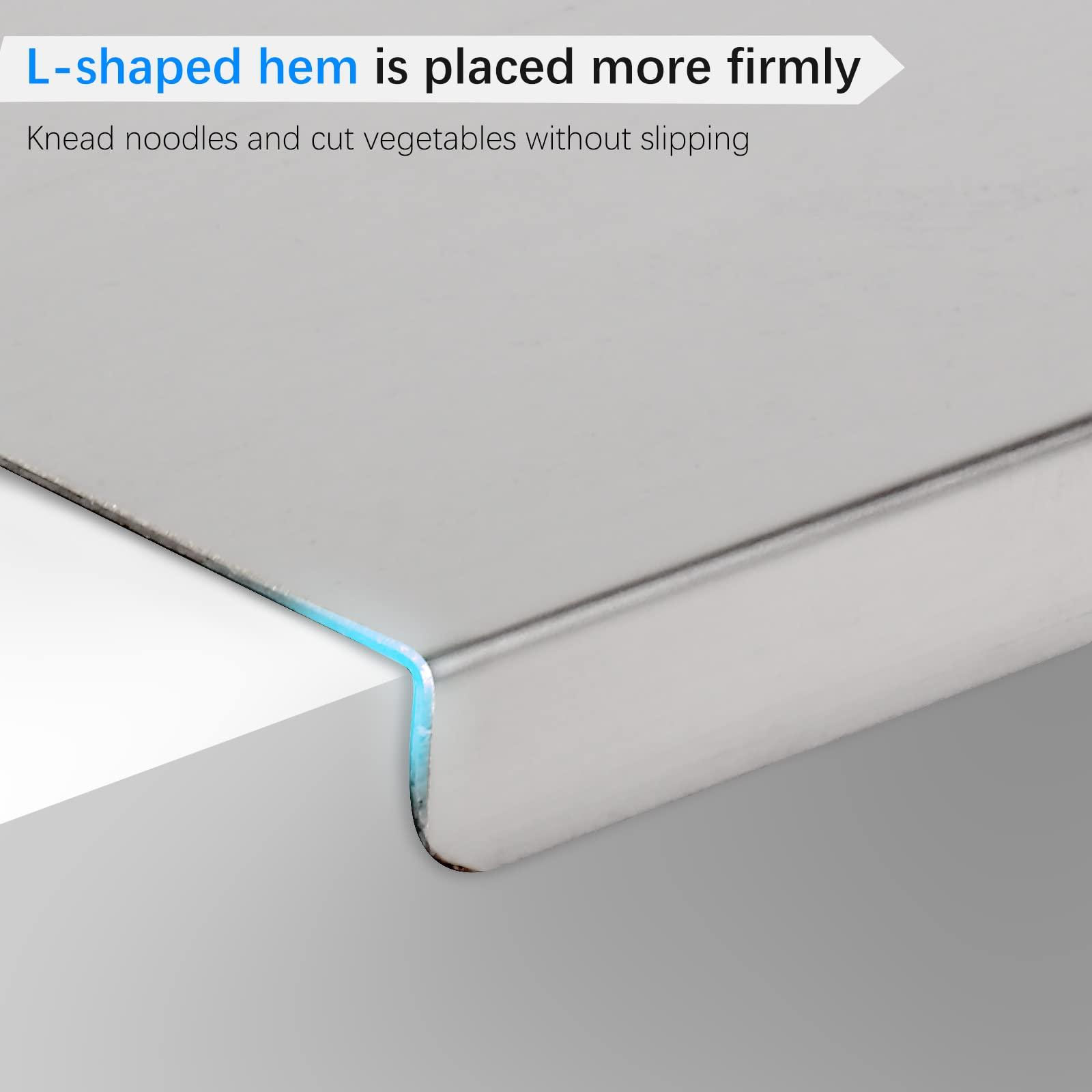 Large Stainless Steel Cutting Board, Heavy Duty 304 Chopping Cutting Board Kneading Board Noodle Boards Kitchen Pastry Board for Kneading Rolling Bread Pizza Biscuits Dough, Meat, Vegetables - 19.68" - CookCave