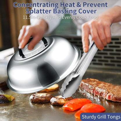 Latiret Blackstone Griddle Accessories Kit, 21Pcs Grilling Accessories Set for Camp Chef, Flat Top Griddle Accessories with Scraper, Spatula, Basting Cover, Tongs, Egg Ring, Outdoor Grill Tools Blue - CookCave