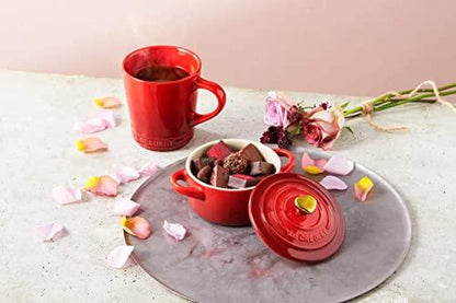 Le Creuset Cerise with Gold Heart Knob Stoneware Mini Round Cocotte, 8 oz - CookCave