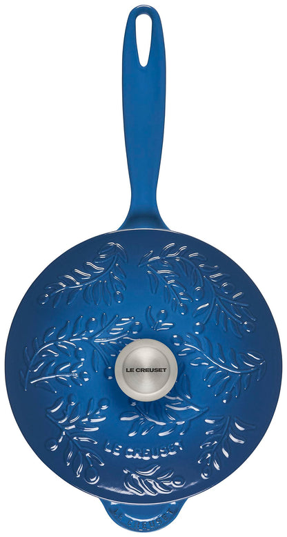 Le Creuset Olive Branch Collection Enameled Cast Iron Saucier, 2.25 qt., Marseille with Embossed Lid - CookCave