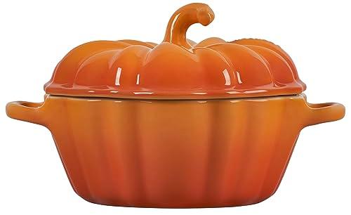 Le Creuset Stoneware Figural Pumpkin Petite Cocotte, 12 oz., Persimmon - CookCave
