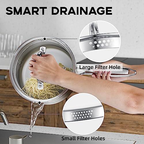 Leetaltree 1.5 Quart Stainless Steel Saucepan with Steamer Basket, Tri-ply Construction, Versatile Sauce Pan with Double-sized Drainage Lid - Perfect for Cooking Gravies, Pasta, Vegetable and More - CookCave