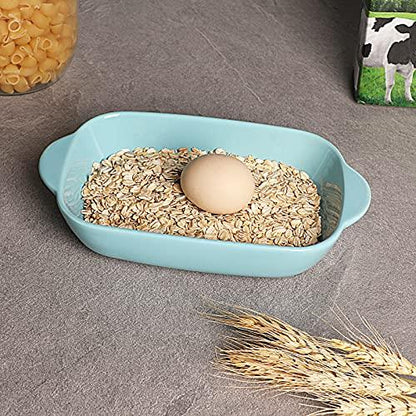 LEETOYI Ceramic Small Baking Dish 7.5-Inch Set of 4, Rectangular Bakeware with Double Handle, Baking Pans for Cooking and Cake Dinner (Turquoise) - CookCave