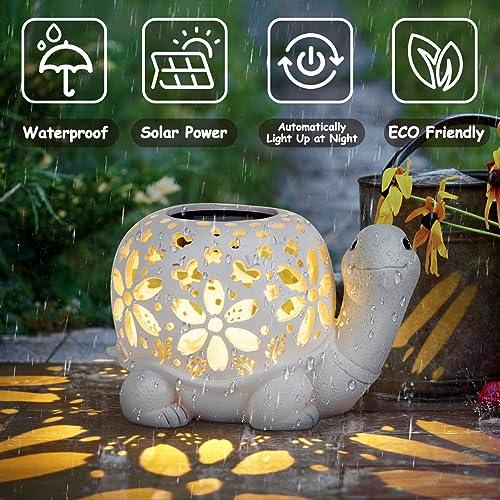 LESES Solar Lantern Lights, Turtle Outdoor Lantern with Waterproof LED Garden Light, Decorative Lanterns Table Lamp for Patio Yard Garden Decor for Outside Clearance Gifts for Birthday Grandma - CookCave