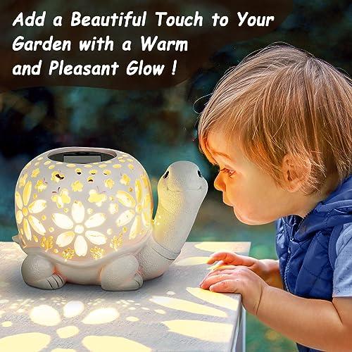 LESES Solar Lantern Lights, Turtle Outdoor Lantern with Waterproof LED Garden Light, Decorative Lanterns Table Lamp for Patio Yard Garden Decor for Outside Clearance Gifts for Birthday Grandma - CookCave