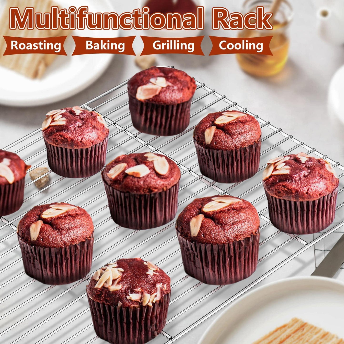 LIANYU Roasting Pan with Rack, 15 Inch Stainless Steel Turkey Roaster Pan with V-Shaped Rack and Baking Rack, Heavy Duty Roaster Pot for Turkey, Chicken, Vegetable, Lasagna, Dishwasher Safe - CookCave