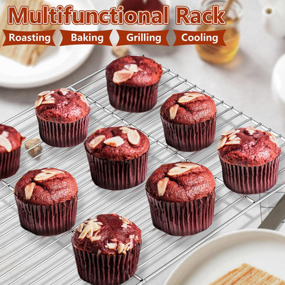 LIANYU Roasting Pan with Rack, 15 Inch Stainless Steel Turkey Roaster Pan with V-Shaped Rack and Baking Rack, Heavy Duty Roaster Pot for Turkey, Chicken, Vegetable, Lasagna, Dishwasher Safe - CookCave