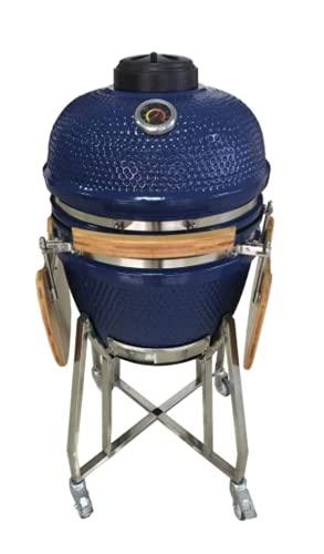 Lifesmart 19 inch Kamado Ceramic Charcoal Grill, Blue - CookCave