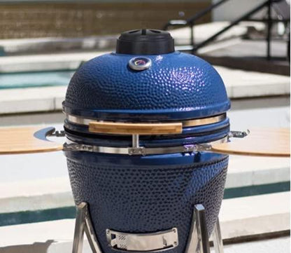 Lifesmart 19 inch Kamado Ceramic Charcoal Grill, Blue - CookCave