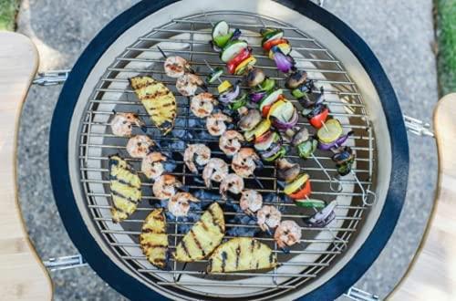Lifesmart 19 inch Kamado Ceramic Charcoal Grill, Blue - CookCave