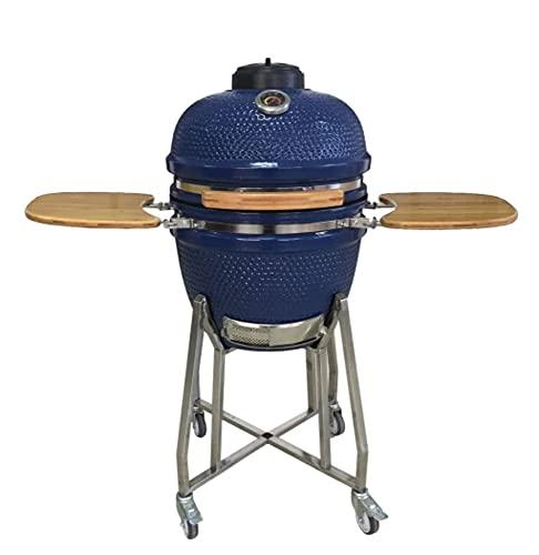 Lifesmart 19 inch Kamado Ceramic Charcoal Grill, Blue - CookCave