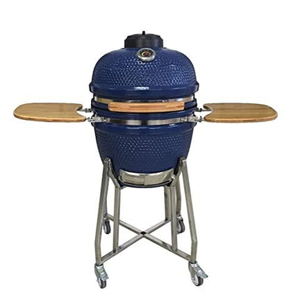 Lifesmart 19 inch Kamado Ceramic Charcoal Grill, Blue - CookCave