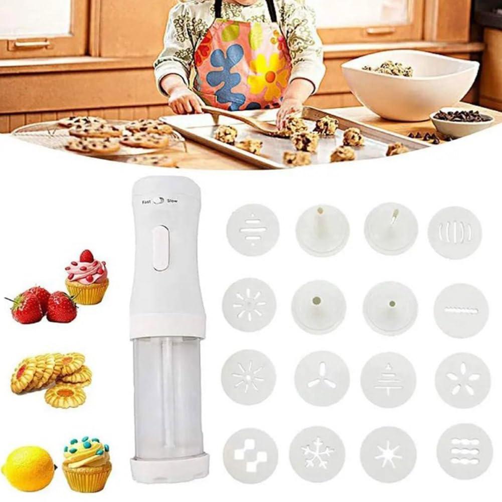 liucocotos Electric Cookie Press Gun, Cookie Press for Baking, DIY Cookie Maker with 12 Molds and 4 Decorating Nozzles for DIY Cookies Decorating (1 Set) - CookCave
