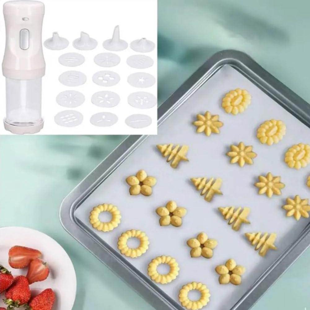 liucocotos Electric Cookie Press Gun, Cookie Press for Baking, DIY Cookie Maker with 12 Molds and 4 Decorating Nozzles for DIY Cookies Decorating (1 Set) - CookCave