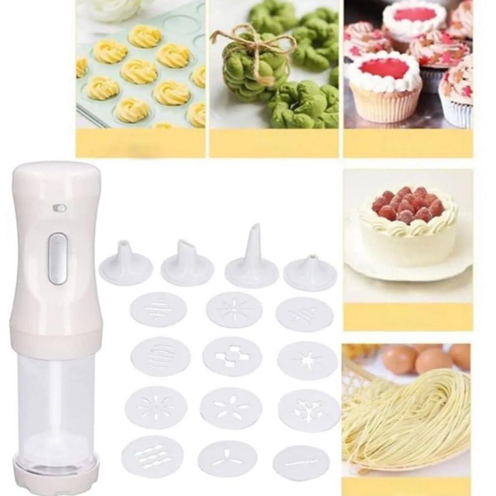 liucocotos Electric Cookie Press Gun, Cookie Press for Baking, DIY Cookie Maker with 12 Molds and 4 Decorating Nozzles for DIY Cookies Decorating (1 Set) - CookCave