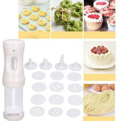 liucocotos Electric Cookie Press Gun, Cookie Press for Baking, DIY Cookie Maker with 12 Molds and 4 Decorating Nozzles for DIY Cookies Decorating (1 Set) - CookCave