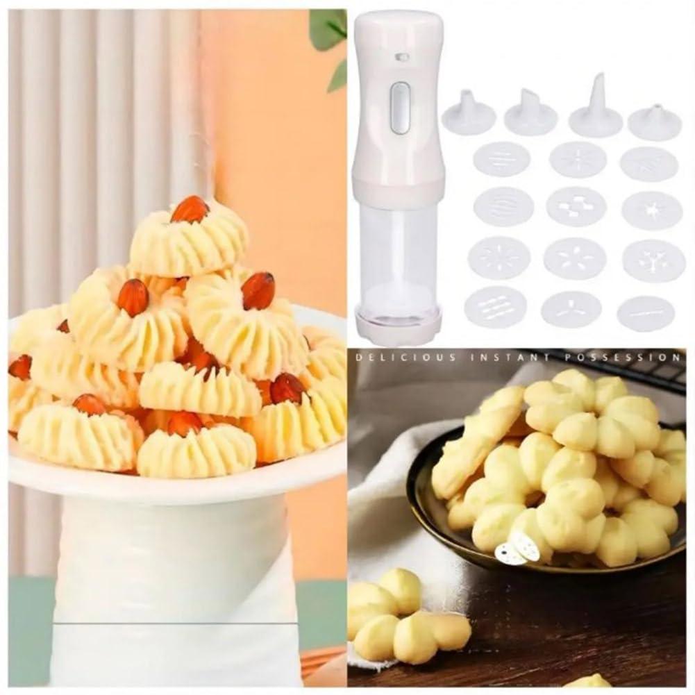 liucocotos Electric Cookie Press Gun, Cookie Press for Baking, DIY Cookie Maker with 12 Molds and 4 Decorating Nozzles for DIY Cookies Decorating (1 Set) - CookCave