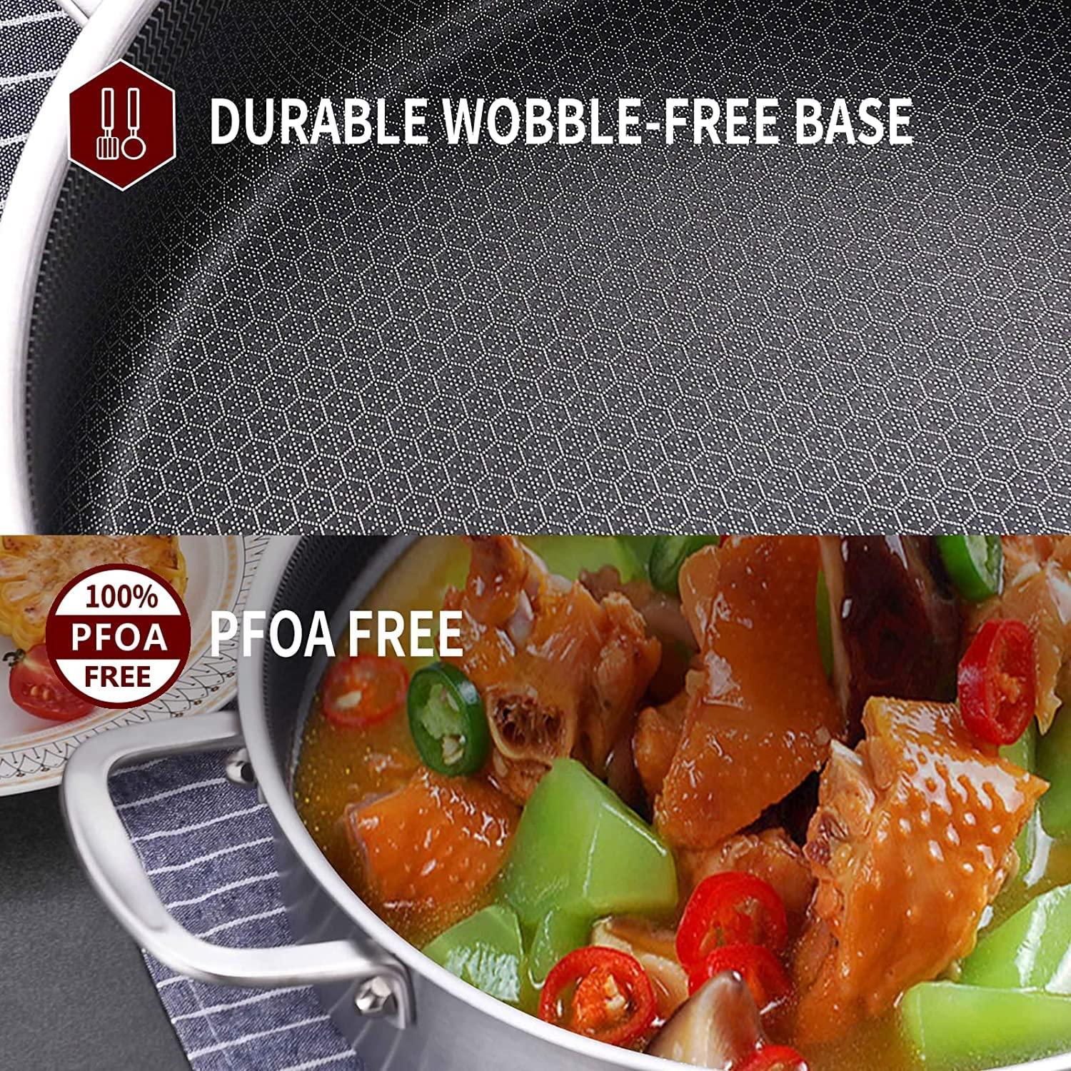 LOLYKITCH Tri-Ply Stainless Steel 10 Inch Non-stick Deep Frying Pan with Lid,Chef's Pan,Induction Cooking Pan, Sauté Pan with Lid, Dishwasher & Oven Safe - CookCave