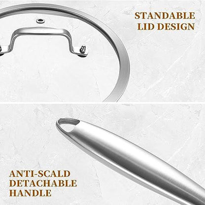 LOLYKITCH Whole Body Tri-Ply Stainless Steel 5.5 QT Saute Pan with lid,12 Inch Deep Frying Pan,Jumbo Cooker,Everyday Pan,Compatible with All Kinds Of Stoves. - CookCave