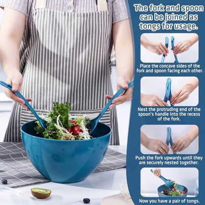 LUXEAR Mixing Bowls with Lids Set, 14 Pieces Plastic Nesting Bowls Includes 6 Prep Bowls, 6 Lids, 2 Cooking Spoons(Can Convert into Tongs), Microwave Dishwasher Safe for Mixing Serving Baking Storing - CookCave
