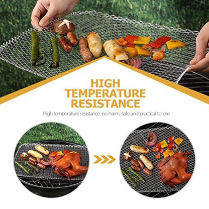 Luxshiny BBQ Grill Mesh Mat: 10Pcs Disposable Aluminum Grill Topper Broiler Net Pans Non-Stick Cooking Grid Grates Pad Baking Tools for Outdoor Camping Barbeque Picnics Backpacking Backyards - CookCave