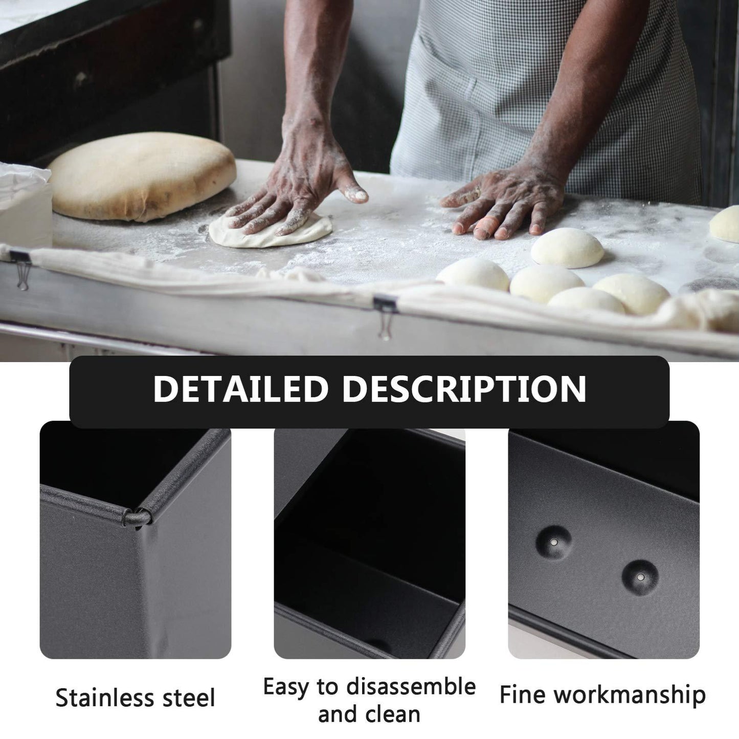 Luxshiny Pullman Baking Pan Bread Tin Loaf Pan With Lid Black Loaf Pan Non- Stick Loaf Pan Toast Bread Bakeware Bread Toast For Oven Baking 750g Pullman Baking Pan Bread Baking Tray - CookCave